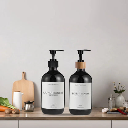Kitchen Sink Soap Dispenser Bottle with Waterproof Labels – Refillable Dish Pump for Countertop