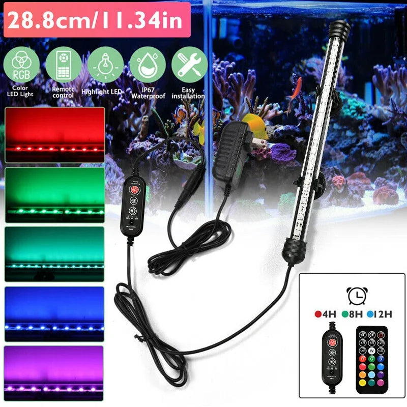 21 LED Aquarium Light with Remote Control - RGB Diving Lamp for Fish Tanks & Plant Growth - EU Plug
