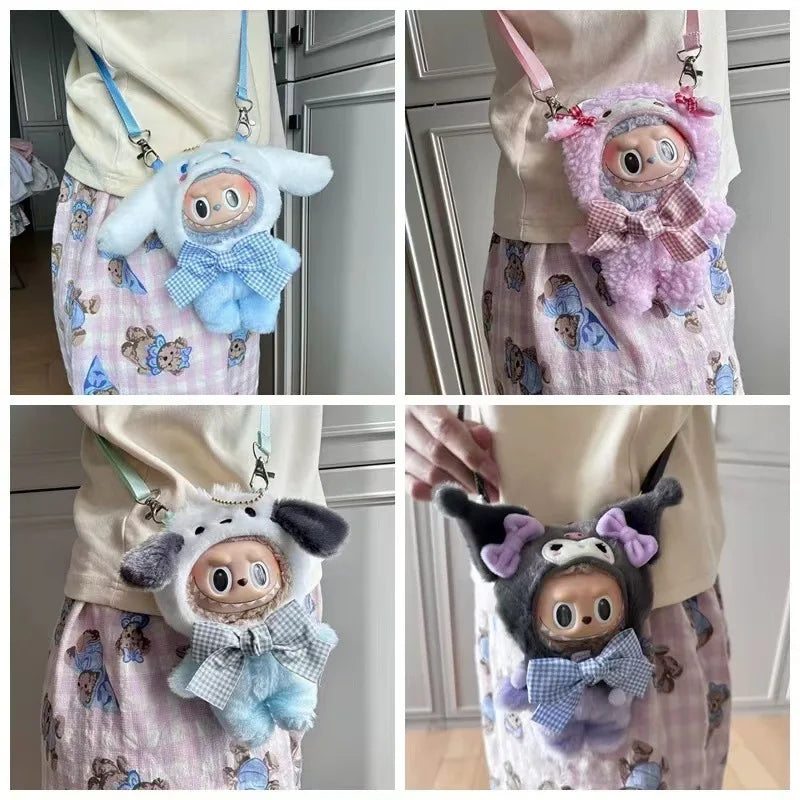 Labubu Sanrio Doll Crossbody Bag — Kawaii Anime Melody Cinnamoroll Clothing Pendant, Cute Cartoon Toy Gift