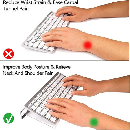 Clear Acrylic Keyboard Display Tray – Tilted Ergonomic Keyboard Riser Stand for PC & Notebook Gaming and Office Setup
