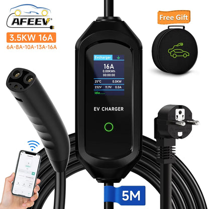 AFEEV 3.5KW/7KW Portable EV Charger for Tesla Model 3/X/Y/S Highland 2024 – Fast Charging Cable with CEE Plug & Wallbox