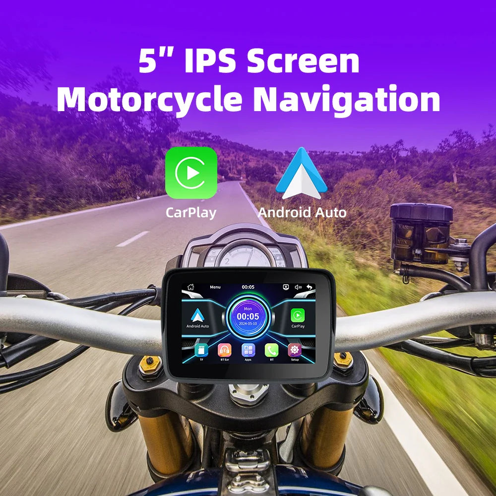 EKIY MTC-10 5” Wireless CarPlay Motorcycle Navigation Display – Portable Android Auto Monitor