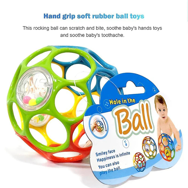 Soft Baby Grasping Rattle Ball – Early Education Sensory Toy with Bell, Random Color for Infants