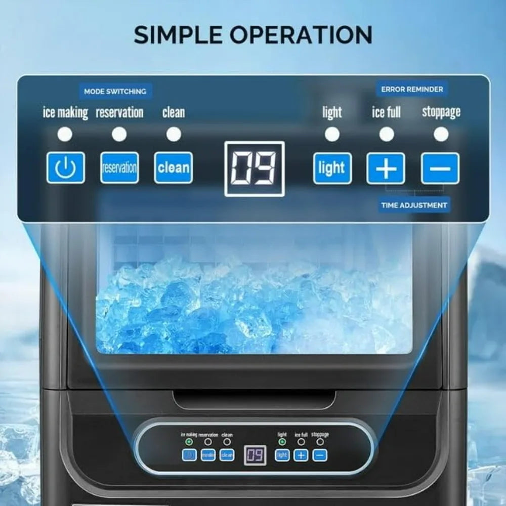 70LB/24H Ice Maker – Dual Water Inlets, Reservation Function, 11LB Storage Bin, Freestanding Ice Machine