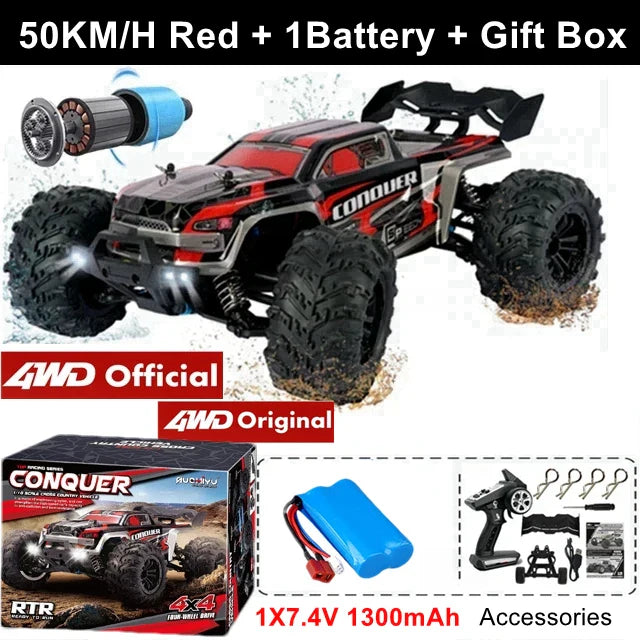 4WD Remote Control Car – Off-Road 4x4 RC High-Speed Buggy Truck, Brushless 50/80KM/H Drift Racing Toy for Kids & Adults