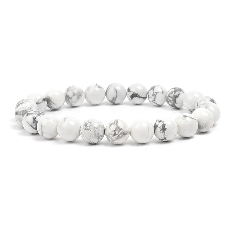 Natural Stone Bead Bracelet - Amethyst Crystal Quartz Aquamarine Jade Agate Elastic Bangle Jewelry for Women & Men