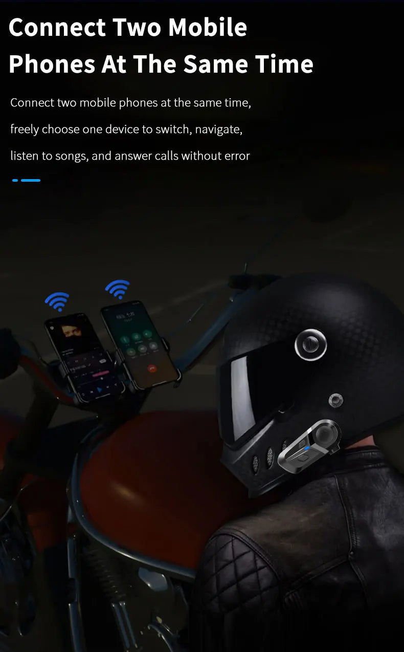 Bluetooth 5.3 Wireless Motorcycle Helmet Headset – Hands-Free Call & Music Player, Waterproof Earphones for Moto Helmets