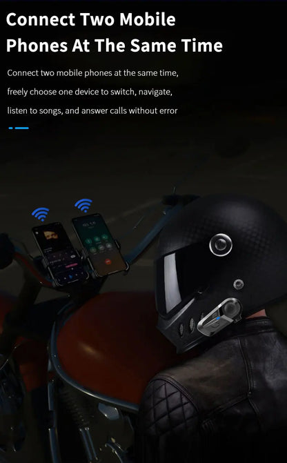 Bluetooth 5.3 Wireless Motorcycle Helmet Headset – Hands-Free Call & Music Player, Waterproof Earphones for Moto Helmets
