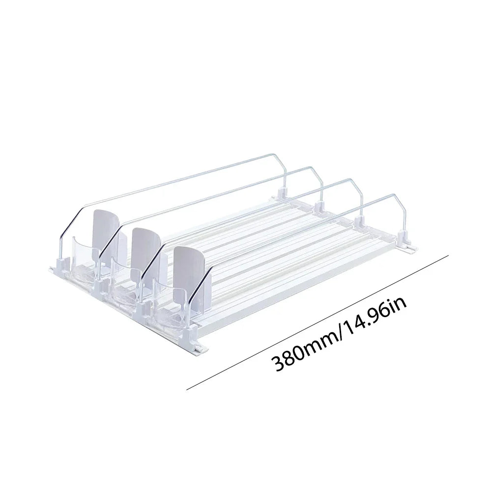Canned Beverage Push Rack – Adjustable E-Shaped Drink Organizer & Dispenser for Kitchen & Fridge