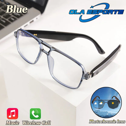 Smart Bluetooth Glasses with AI Voice Navigation – Outdoor Sports Headphones, Photochromic Lens, Waterproof & Anti-UV Sunglasses