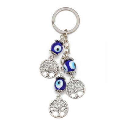 Lucky Eye Fatima Hand Keychain – Alloy Tree of Life Elephant Owl Blue Turkish Evil Eye Car Keyring Jewelry for Men & Women Gift