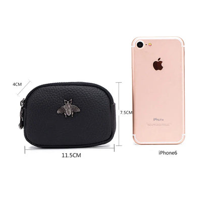 CICICUFF Women's Genuine Leather Coin Purse – Double Zipper Travel Organizer Mini Pouch & Small Wallet