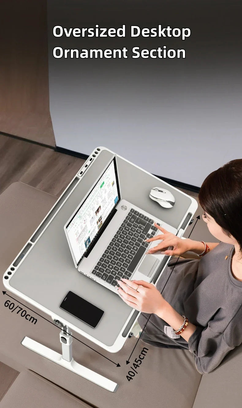 Adjustable Laptop Bed Tray Table – Portable Foldable Standing Desk with Storage Drawer for Sofa & Lap Use