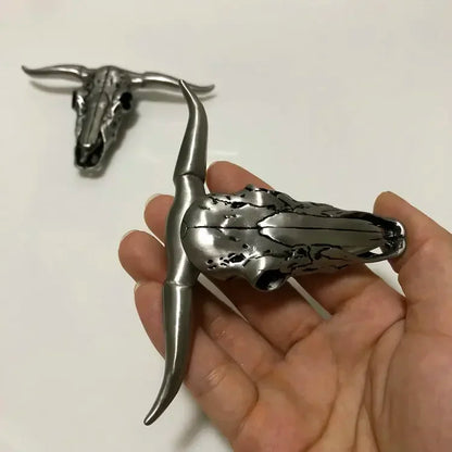 Outdoor EDC Stainless Steel Bull Head Tool – Multi-Function Pocket Cutter, Necklace Pendant & Defensive Window Breaker