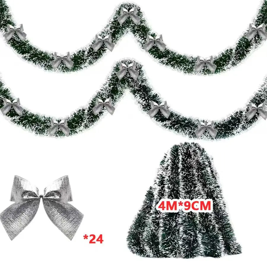 10M Christmas Tinsel Ribbon Garland with Bows – DIY Xmas Tree, Wreath & Holiday Decor