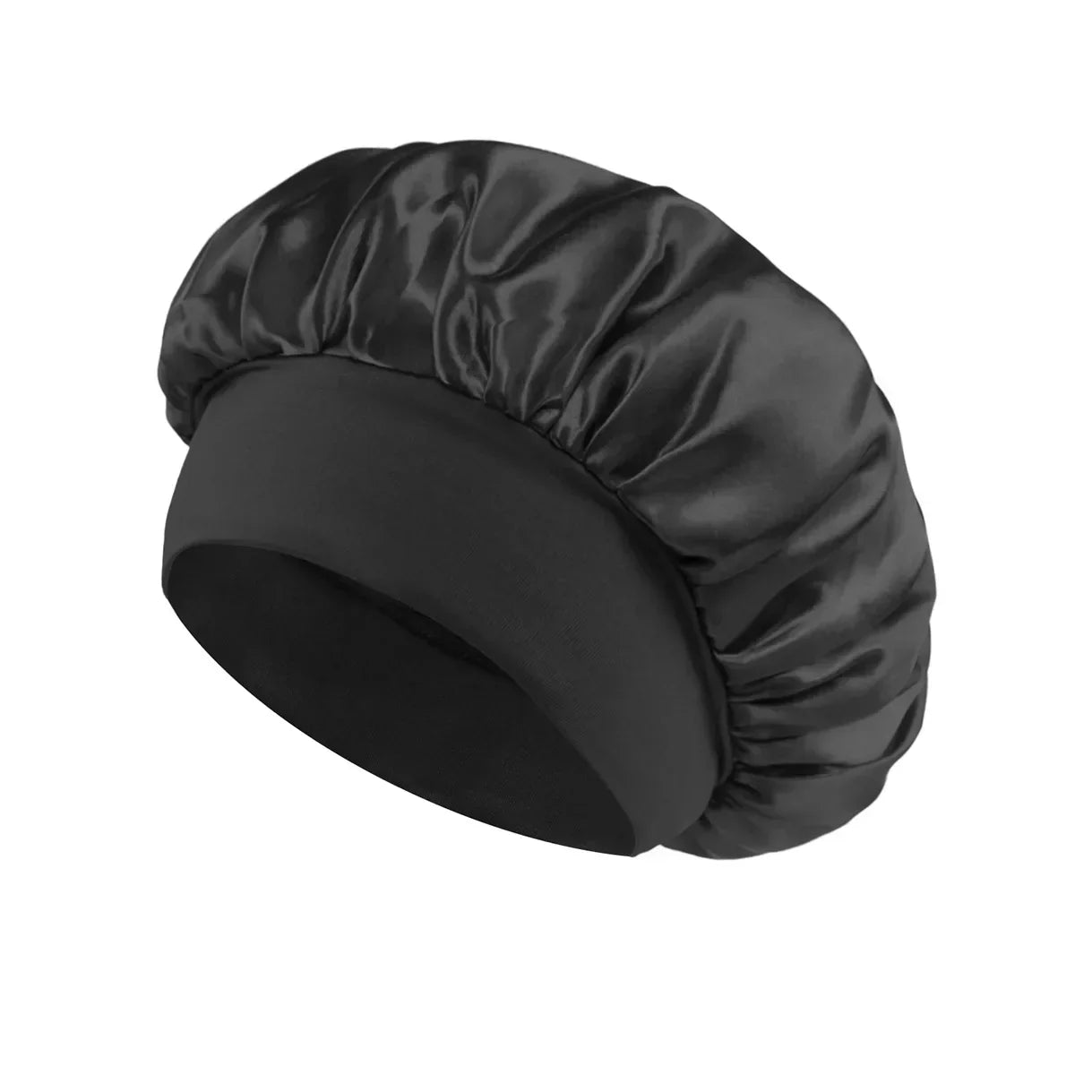 Women’s Satin Hair Bonnet – Solid Silk Sleeping Cap with Wide Brim and Elastic Soft Band for Hair Care