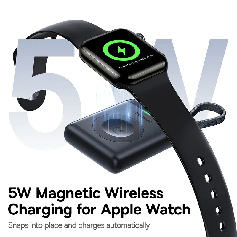 Baseus Magnetic Apple Watch Charger - 5W USB-C Wireless Charging Cable for Watch Series S1-S10, SE, SE2 & Ultra 2