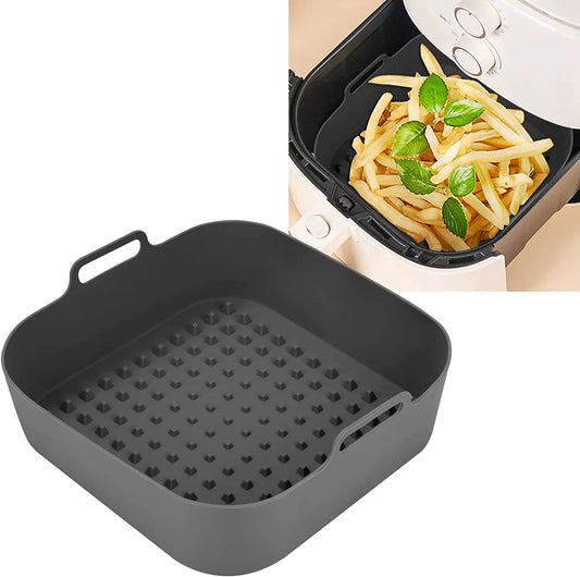 Thick Reusable Silicone Square Air Fryer Liners - Air Fryer Silicone Pot Replacement for Parchment Liner Paper, Air Fryer Basket Accessory