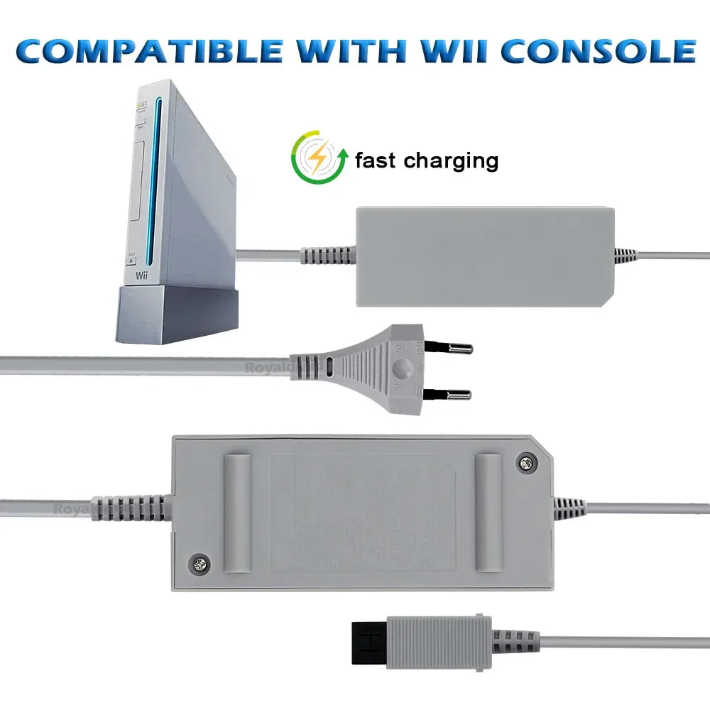 Nintend Wii AC Adapter 100-240V 12V 3.7A – EU/US Plug Wall Charger Power Supply