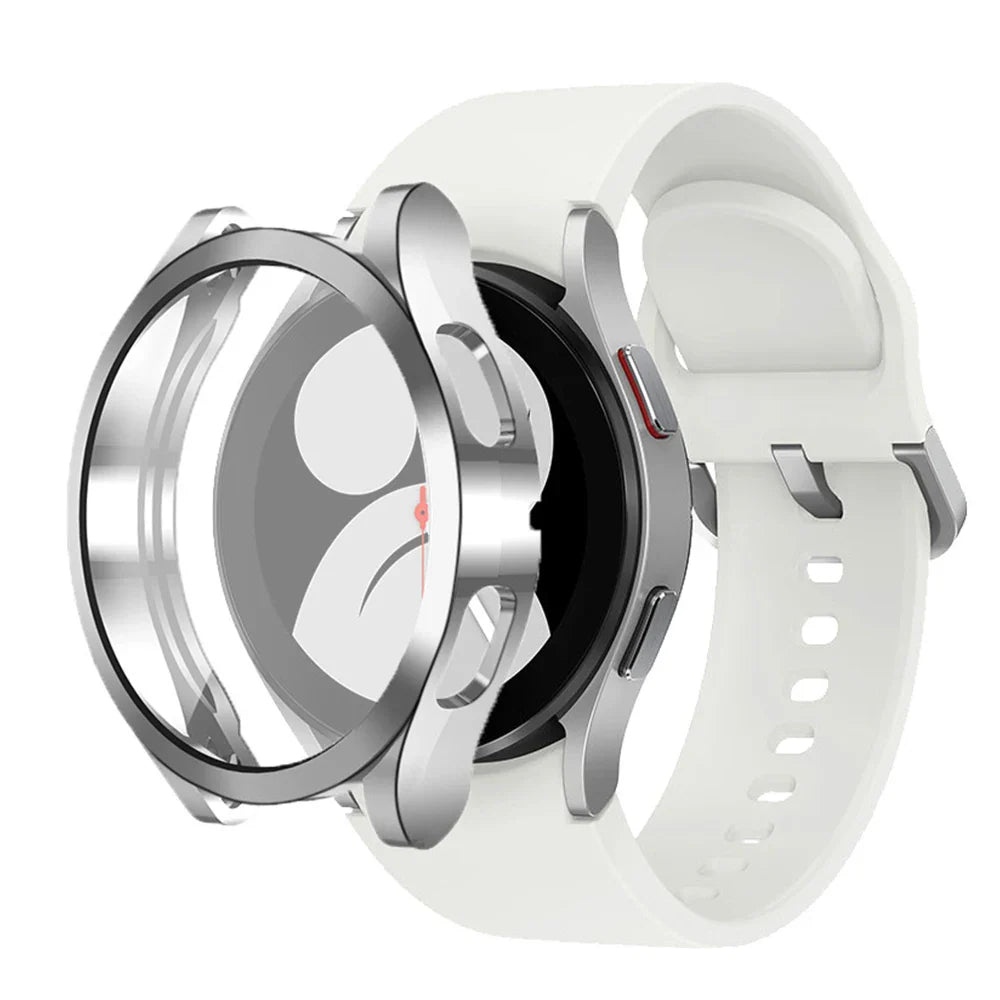 Tempered Glass & PC Bumper Case for Samsung Galaxy Watch 4/5/6/7/8 – Full Coverage Protective Cover (40mm & 44mm)
