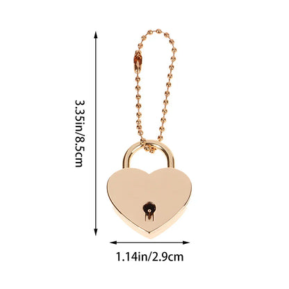 Antique Style Mini Heart-Shaped Padlock – Vintage Gold Key Lock for Diaries, Jewelry, and Weddings with Key