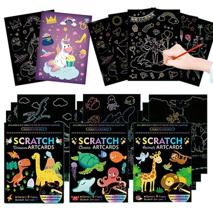 Children’s Scratch Painting Set – Colorful Cartoon DIY Drawing Toy for Early Education & Birthday Gifts