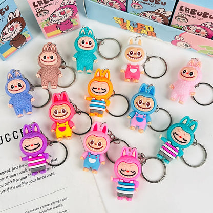 24PCS Labubu Blind Box PVC Figures – Kawaii Cartoon Keychain Dolls & Mystery Box Bag Decorations