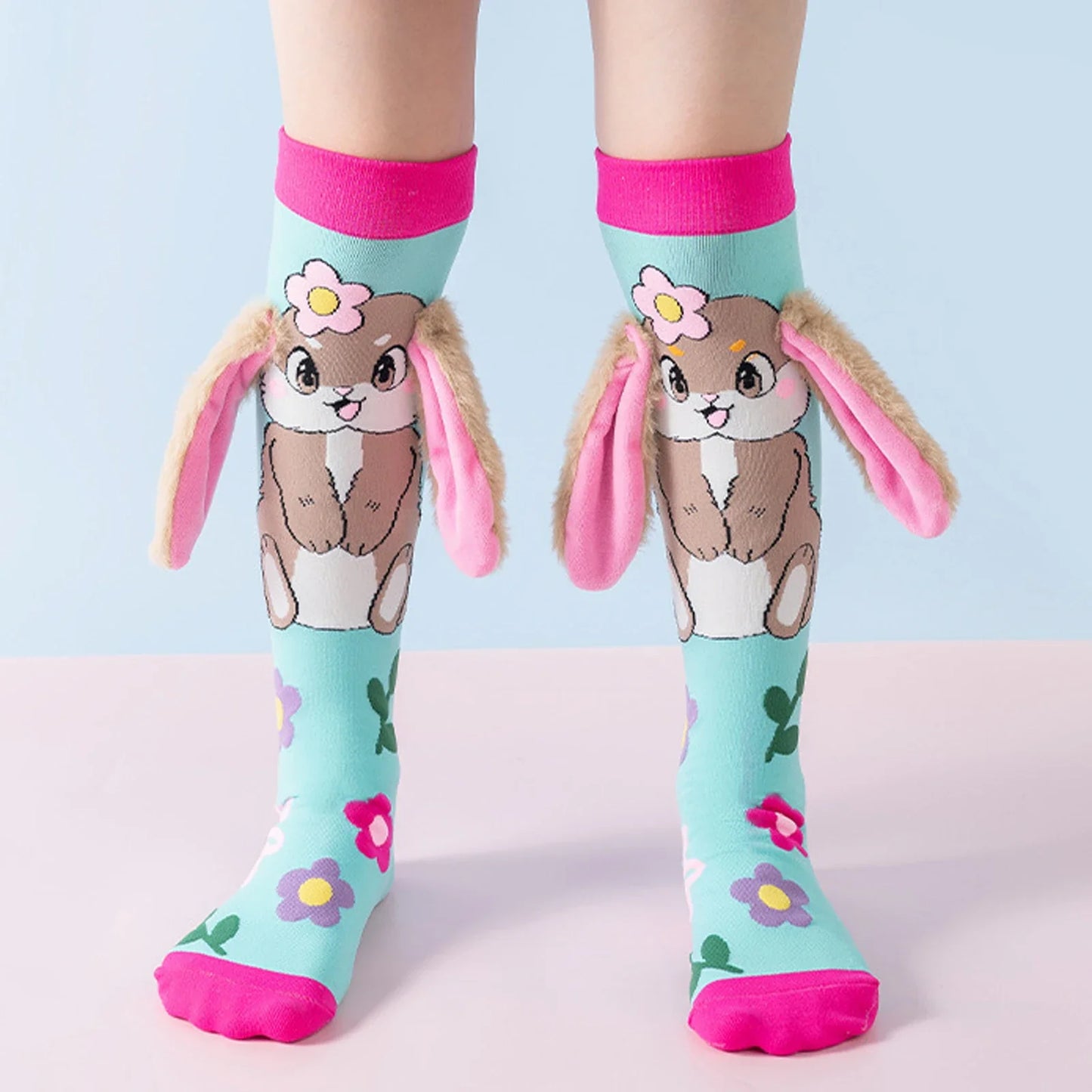Cute 3D Cartoon Animal Knee-High Socks – Dog, Rabbit & Penguin Long Socks for Kids Party & Festival