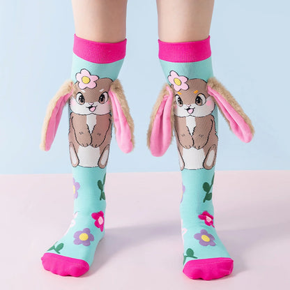 Cute 3D Cartoon Animal Knee-High Socks – Dog, Rabbit & Penguin Long Socks for Kids Party & Festival