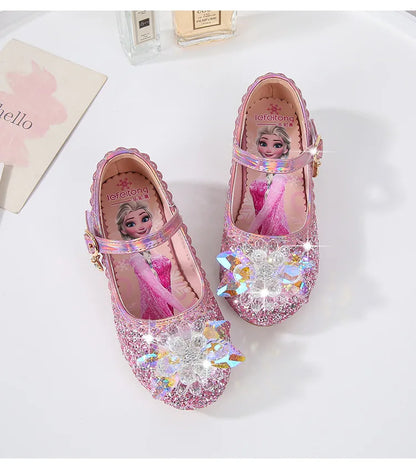 2024 Spring Girls' Crystal Princess Elsa Shoes - Ice and Snow Romance Fashion Sandals for Kids