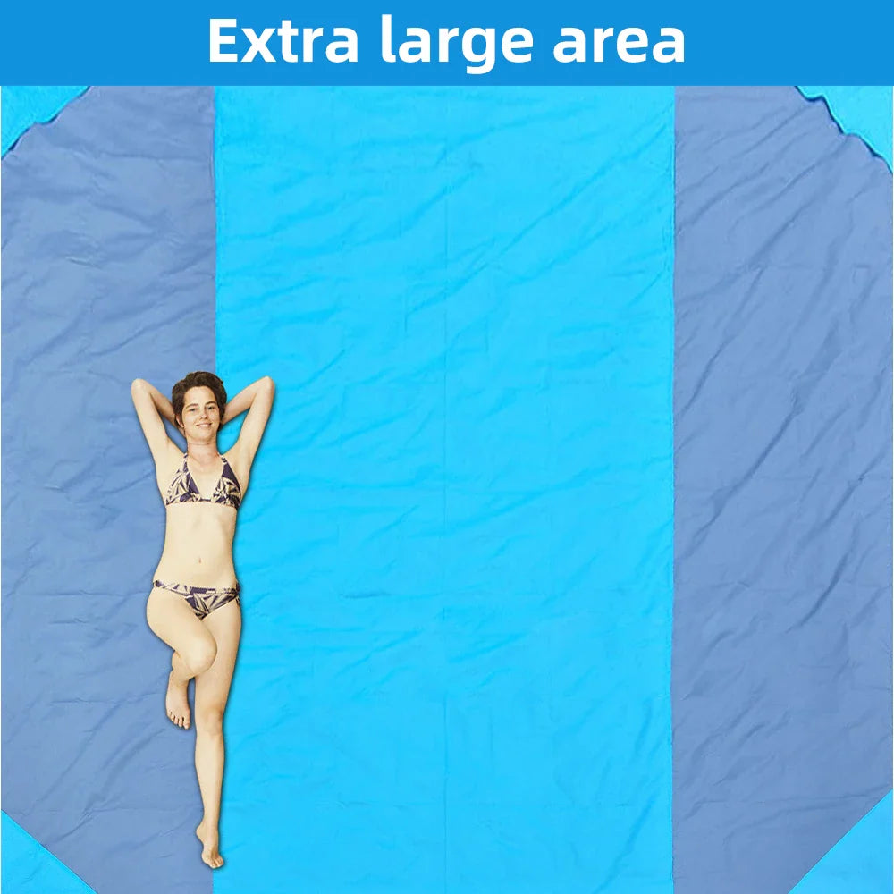 Waterproof Pocket Beach Blanket: 2x2.1m Folding Camping Mat - Portable Lightweight Outdoor Picnic Mat for Sand Beach