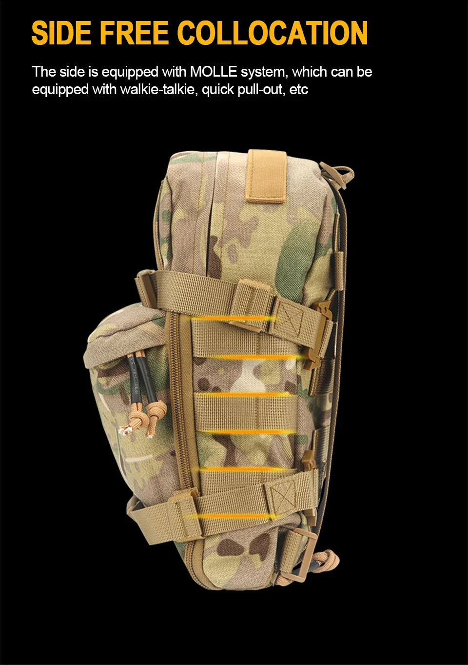 Mini Hydration Tactical Backpack – Outdoor Water Bladder Carrier with Zipper Pouch, 1000D Nylon for Hunting & Sports