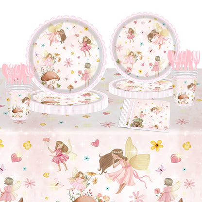 Pink Butterfly Fairy Party Tableware Set – Disposable Plates, Cups & Napkins for Birthday, Wedding & Baby Shower Decor