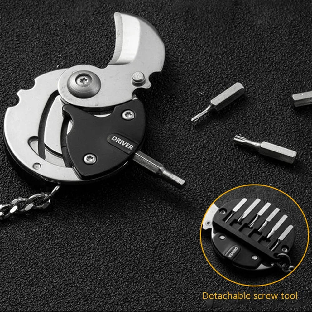 Multifunctional Hexagon Keychain Tool – Mini EDC Screwdriver, Folding Coin Knife & Pocket Gear for Outdoor Use