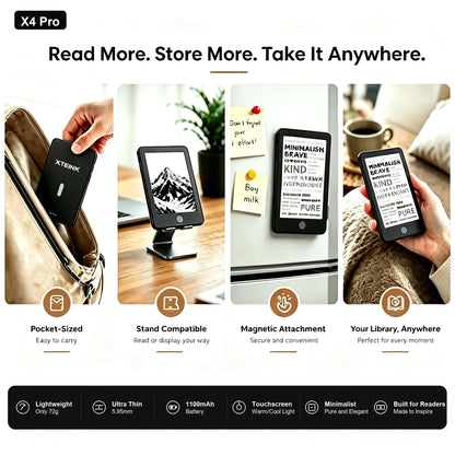 XTEINK X4Pro E-Reader - 3.7-Inch Portable E-Ink Reader with 16GB Storage & High-Resolution Display