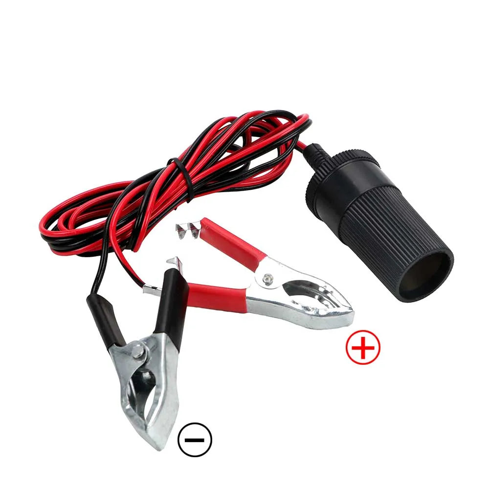 12V 15A Car Battery Terminal Clamp – Female Socket Plug, Cigarette Lighter Power Adapter for Car Accessories