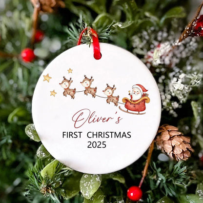 Personalized Baby First Christmas Ornament – Custom Ceramic Keepsake Photo Prop Gift for Infants