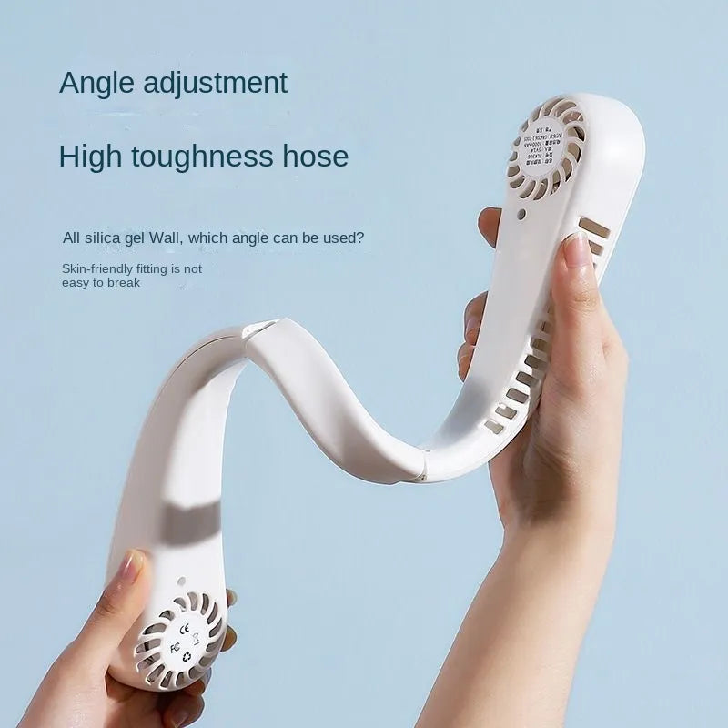 New Mini Neck Portable Bladeless Fan - 1200mAh Rechargeable Air Cooler, 3 Speeds for Summer Sports, Hanging Neck Design