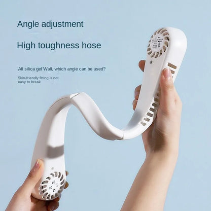 New Mini Neck Portable Bladeless Fan - 1200mAh Rechargeable Air Cooler, 3 Speeds for Summer Sports, Hanging Neck Design