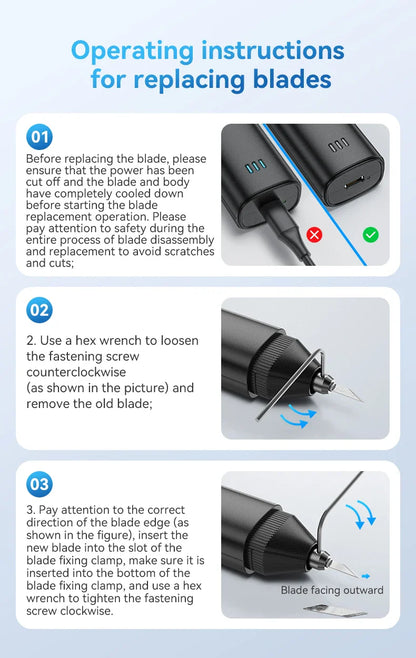 Awgem 40KHz Handheld Ultrasonic Cutter — DIY Electric Carving Tool for Plastic, Resin, 3D Printing & Textile Cutting