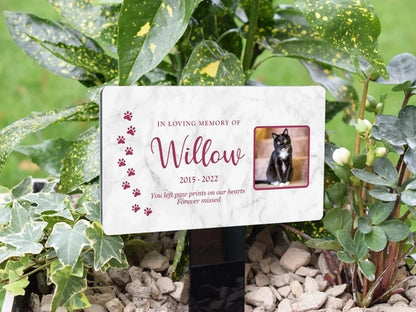 Personalized Pet Memorial Stake – Acrylic Grave Marker for Dog & Cat with Photo & Text