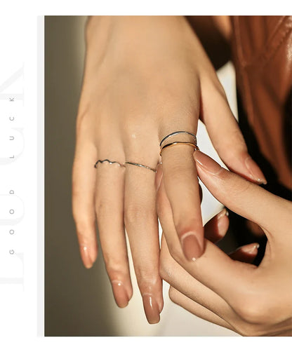 MODIAN 925 Sterling Silver Stackable Ring – Classic Wave Geometric Finger Ring, Fashion Jewelry for Women