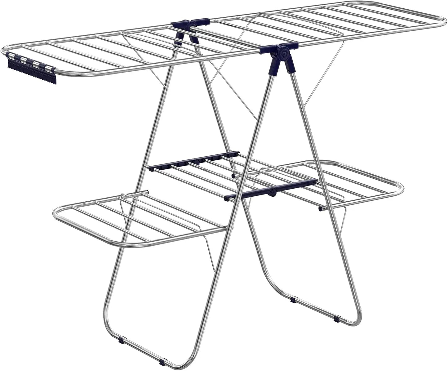 Foldable 2-Level Clothes Drying Rack – Large Free-Standing Laundry Rack with Height-Adjustable Wings