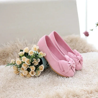 Girls Big Bow Candy Color Sandals - Soft PU Leather Slip-On Casual Shoes for Kids