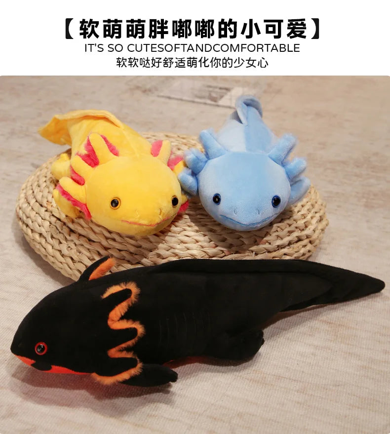 Kawaii Colorful Newt Plush Toy — 23-80cm Cute Axolotl Salamander Stuffed Animal, Fuzzy Long Pillow Cushion for Kids Gift