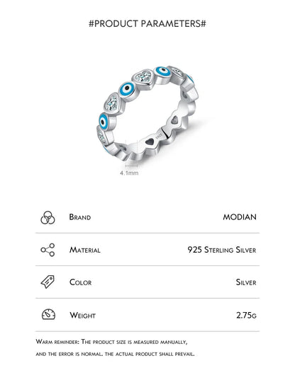 MODIAN 925 Sterling Silver Blue Ghost Eyes Ring — Sparkling Cubic Zirconia for Women