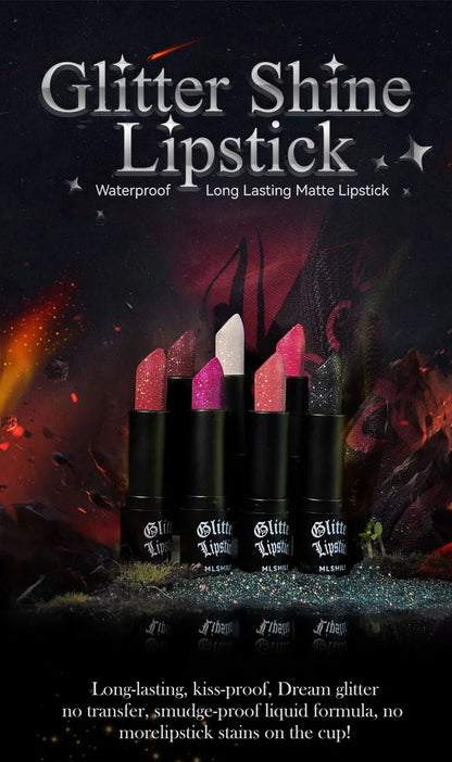 7-Color Glitter Lipstick – Waterproof, Long-Lasting Diamond Pearlescent Metallic Lip Gloss for Women