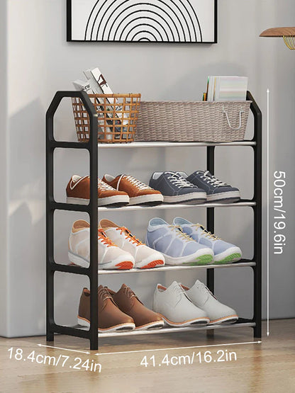 4-Floor Creative Home Shoe Rack – Dormitory Door Storage Cabinet, Black, 2 Sets Assembly Components for Shoes