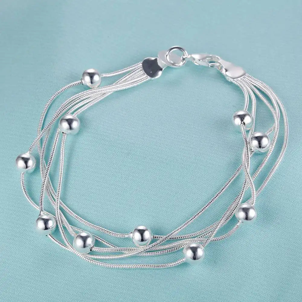 925 Sterling Silver Bead Bracelet – High-Quality Romantic Chain for Women, Fashion Jewelry Gift for Engagement, Party & Wedding