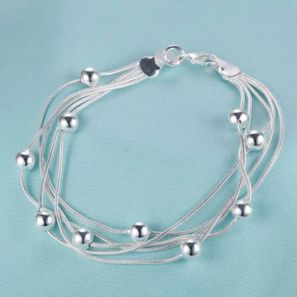 925 Sterling Silver Bead Bracelet – High-Quality Romantic Chain for Women, Fashion Jewelry Gift for Engagement, Party & Wedding